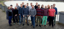 The Code Intelligence team in front of its office at the Rhein in Bonn (picture by Simon Hecht)